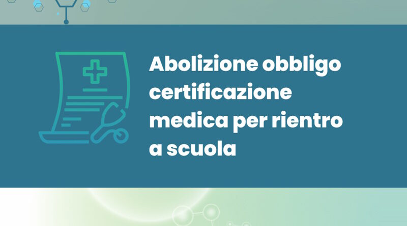 Abolito il Certificato Medico per Rientro a Scuola