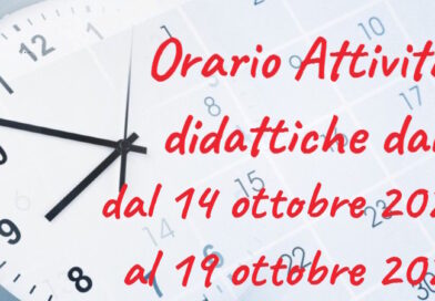 Pianificazione dell’attività didattica dal 14 Ottobre 2024 al 19 Ottobre 2024