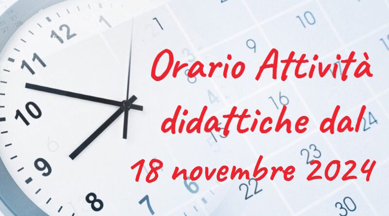 Pianificazione dell’attività didattica dal 18 novembre 2024